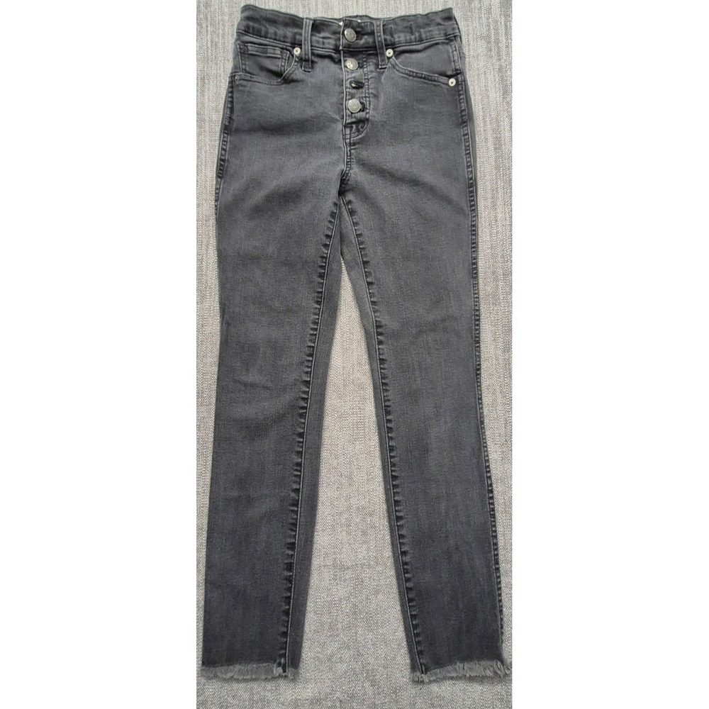 Madewell women's black button fly high rise skinny denim jeans sz 25P stretch